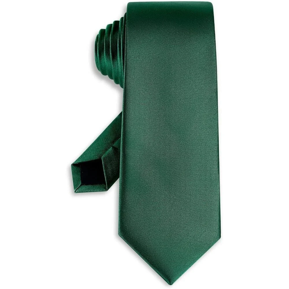Men's Green Solid Pure Color Formal 3.15